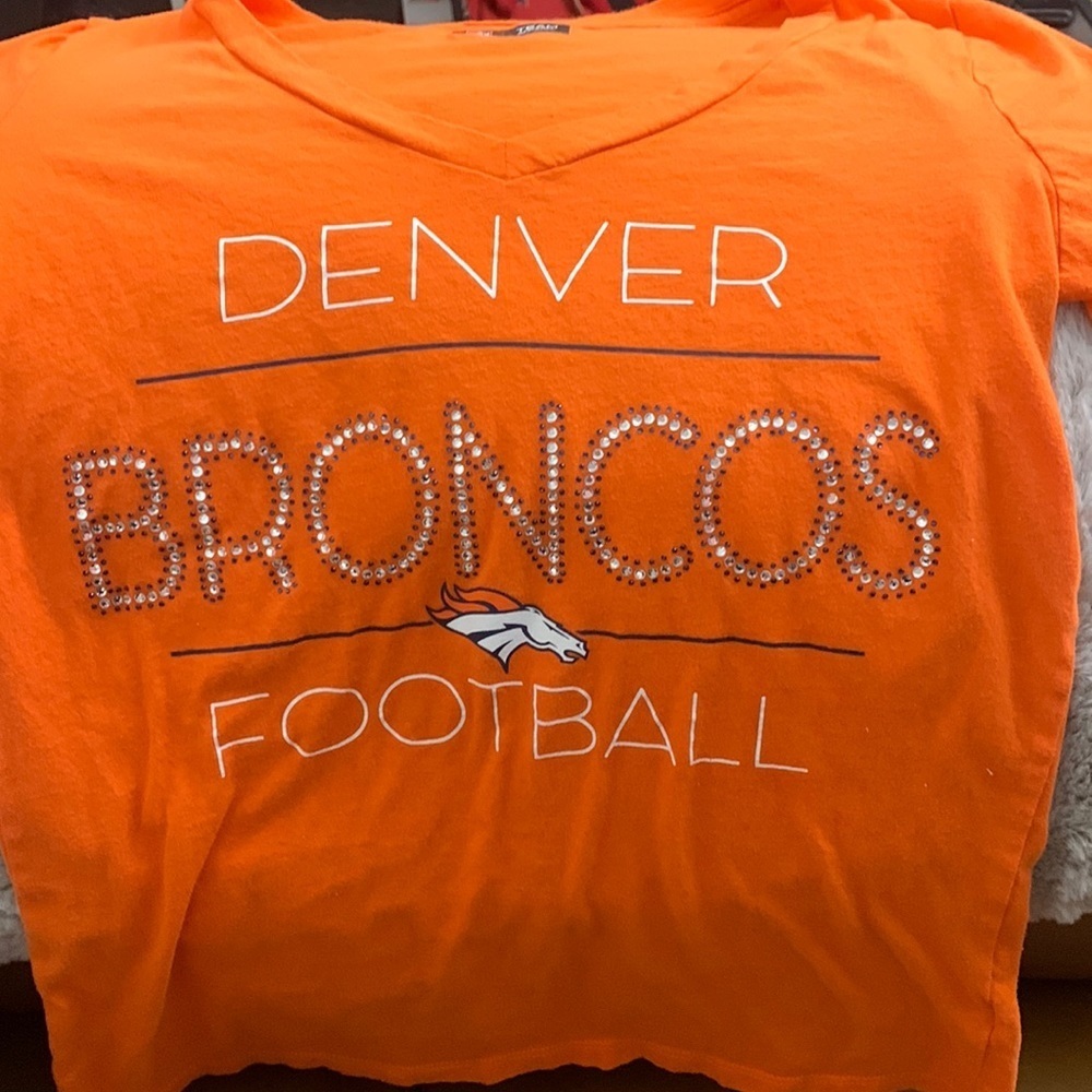 ~nfl~ Broncos bling football T-shirt size small official team apparel